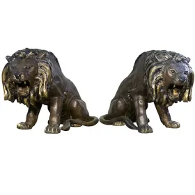 Stainless Steel Lion Pair of Statue