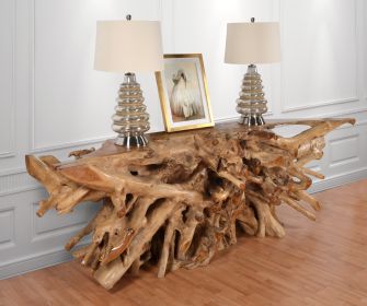 99 Inch Live Edge Teak Root Console