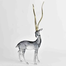 Stag Sculpture with Gold Antlers