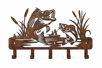 Lakeside Catch Rustic Metal Wall Rack