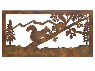 Rustic Metal Squirrels in Tree Wall Art