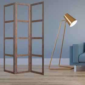 84" Brown Folding Three Panel Screen Room Divider