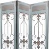 72" Blue Metal Folding Three Panel Screen Room Divider