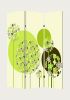 72" Green Canvas Folding Three Panel Screen Room Divider