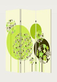 72" Green Canvas Folding Three Panel Screen Room Divider