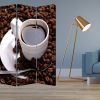 72" Brown Canvas Folding Three Panel Screen Room Divider