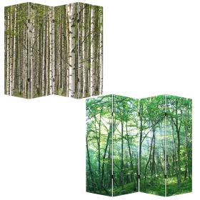 84" Green Canvas Folding Four Panel Screen Room Divider