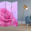 72" Pink Canvas Folding Three Panel Screen Room Divider