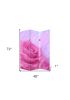 72" Pink Canvas Folding Three Panel Screen Room Divider