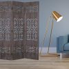 67" Brown Wood Folding Three Panel Screen Room Divider