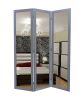 69" Gray Glass Folding Three Panel Screen Room Divider