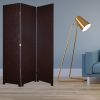 71" Brown Faux Leather Folding Three Panel Screen Room Divider