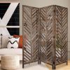 72" Brown Wood Folding Three Panel Screen Room Divider