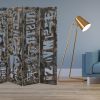 71" Brown Wood Folding Four Panel Screen Room Divider