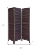 67" Black Wood Folding Three Panel Screen Room Divider