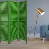 67" Green Wood Folding Three Panel Screen Room Divider