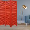 67" Red Wood Folding Three Panel Screen Room Divider