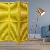 67" Yellow Wood Folding Three Panel Screen Room Divider