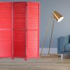 67" Red Solid Wood Panel Screen Room Divider