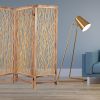 69" Brown Solid Wood Panel Screen Room Divider