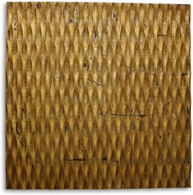 36" X 36" Gold Abstract Wood Hanging Dimensional Sculpture
