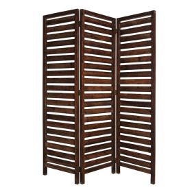72" Brown Solid Wood Panel Screen Room Divider