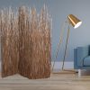 84" Brown Wood Folding Three Panel Screen Room Divider
