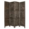 84" Black Wood Folding Four Panel Screen Room Divider