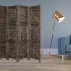 84" Black Wood Folding Four Panel Screen Room Divider