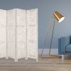 84" White Wood Folding Four Panel Screen Room Divider