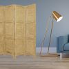 84" Yellow Wood Folding Four Panel Screen Room Divider