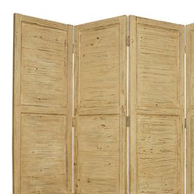 84" Yellow Wood Folding Four Panel Screen Room Divider