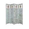 84" Blue Wood Folding Four Panel Screen Room Divider
