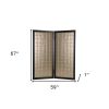 67" Gold Fabric Folding Two Panel Screen Room Divider