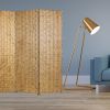 72" Gold Wood Folding Three Panel Screen Room Divider