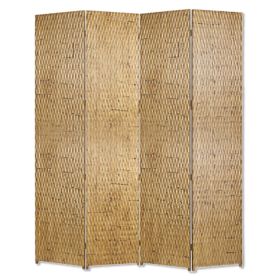 84" Gold Wood Folding Four Panel Screen Room Divider