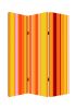 72" Orange And Yellow Canvas Folding Three Panel Screen Room Divider