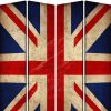 84" Blue And White Canvas Folding Four Panel Screen Room Divider