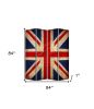 84" Blue And White Canvas Folding Four Panel Screen Room Divider