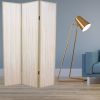 71" Beige Folding Three Panel Screen Room Divider