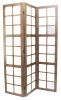 84" Brown Glass Folding Three Panel Screen Room Divider