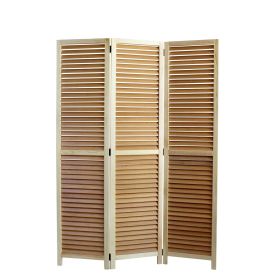 67" Natural Solid Wood Panel Screen Room Divider