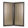 84" Gold Fabric Folding Two Panel Screen Room Divider