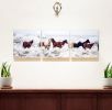 Set of Three White Canvas Square Framed Art