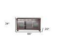 65" Dark Brown Solid Wood Enclosed and Open Storage TV Stand