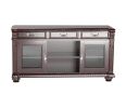 65" Dark Brown Solid Wood Enclosed and Open Storage TV Stand