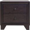 22" Espresso Two Drawers Solid Wood Nightstand