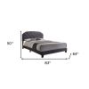 Gray Wood And Tufted Linen Queen Bed Frame with Nailhead Trim
