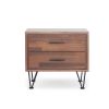 18" Brown Wood Two Drawer Nightstand