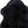 6' Black Genuine Sheepskin Animal Print Shag Area Rug